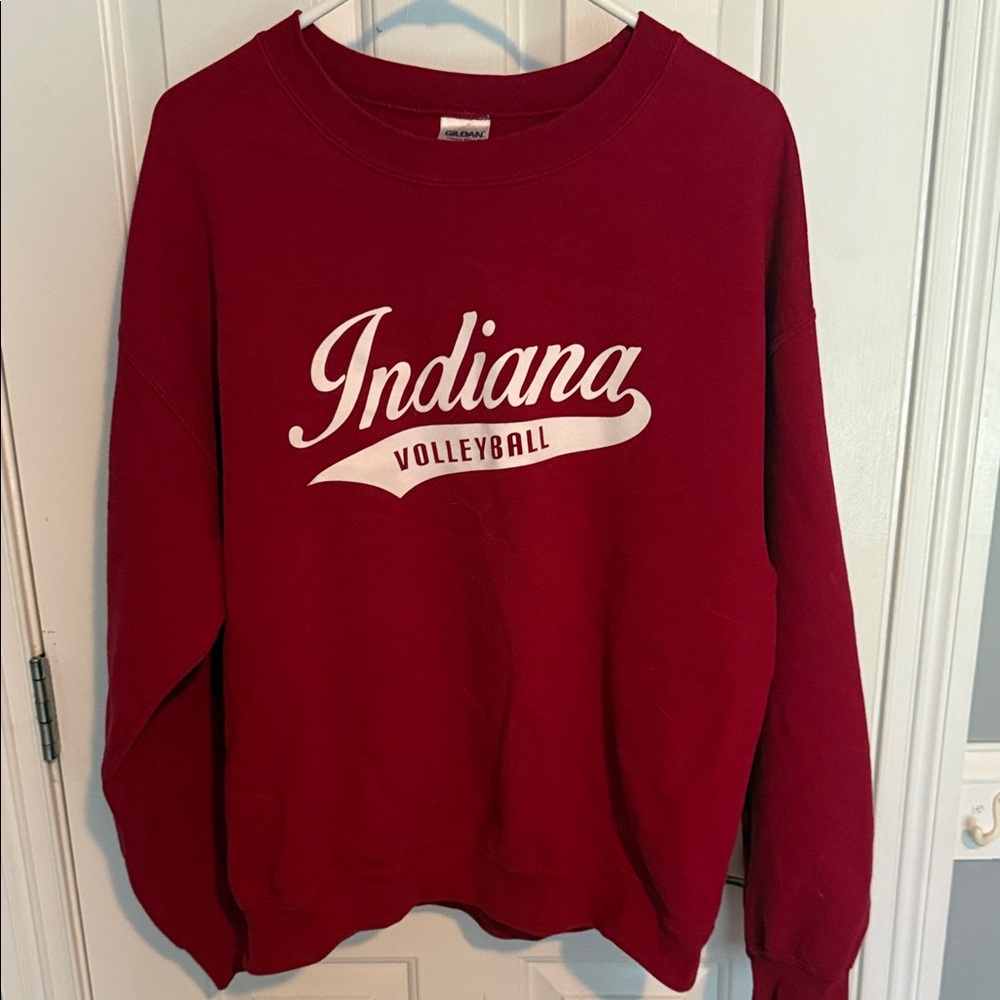 Gildan Red Indiana Volleyball Crewneck Sweatshirt